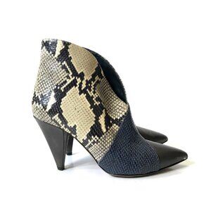 Isabel Marant Archenn Patchwork Ankle Boots Booties Womens 39 8 Tan Snake Effect